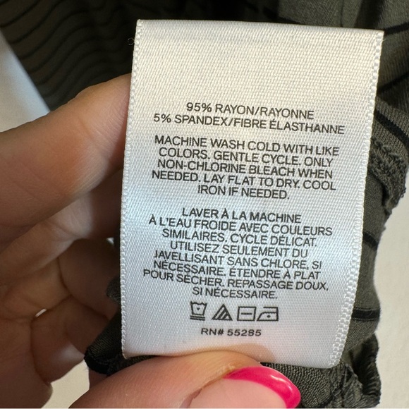 Express Green Stripe V neck mock wrap dress Womans SM - Picture 8 of 8